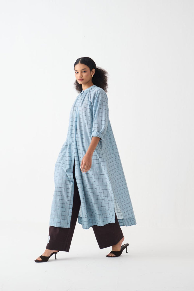 Gather Neck Shirt Co-Ord (Set Of 2) cotton by THREE in brown color for women Worldwide