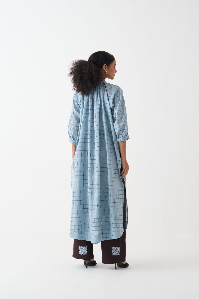 Gather Neck Shirt Co-Ord (Set Of 2) cotton by THREE in brown color for women Worldwide