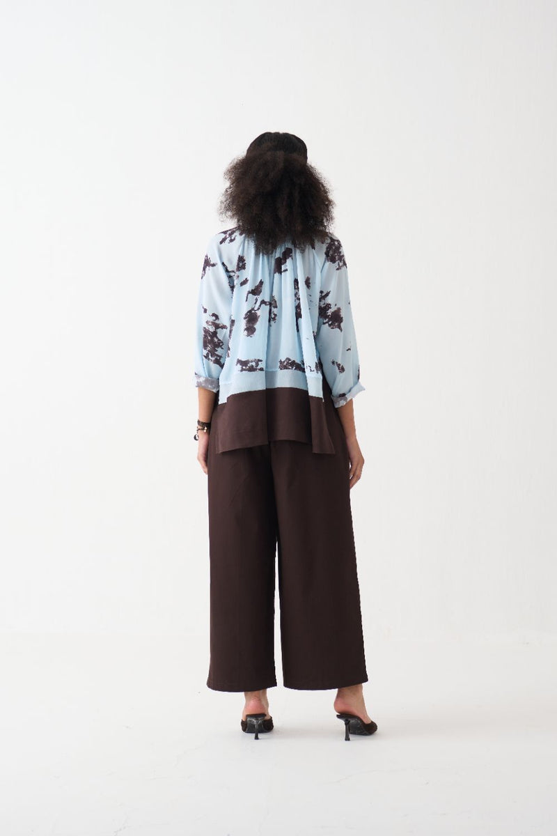 Peasant Top silk by THREE in blue color for women Worldwide