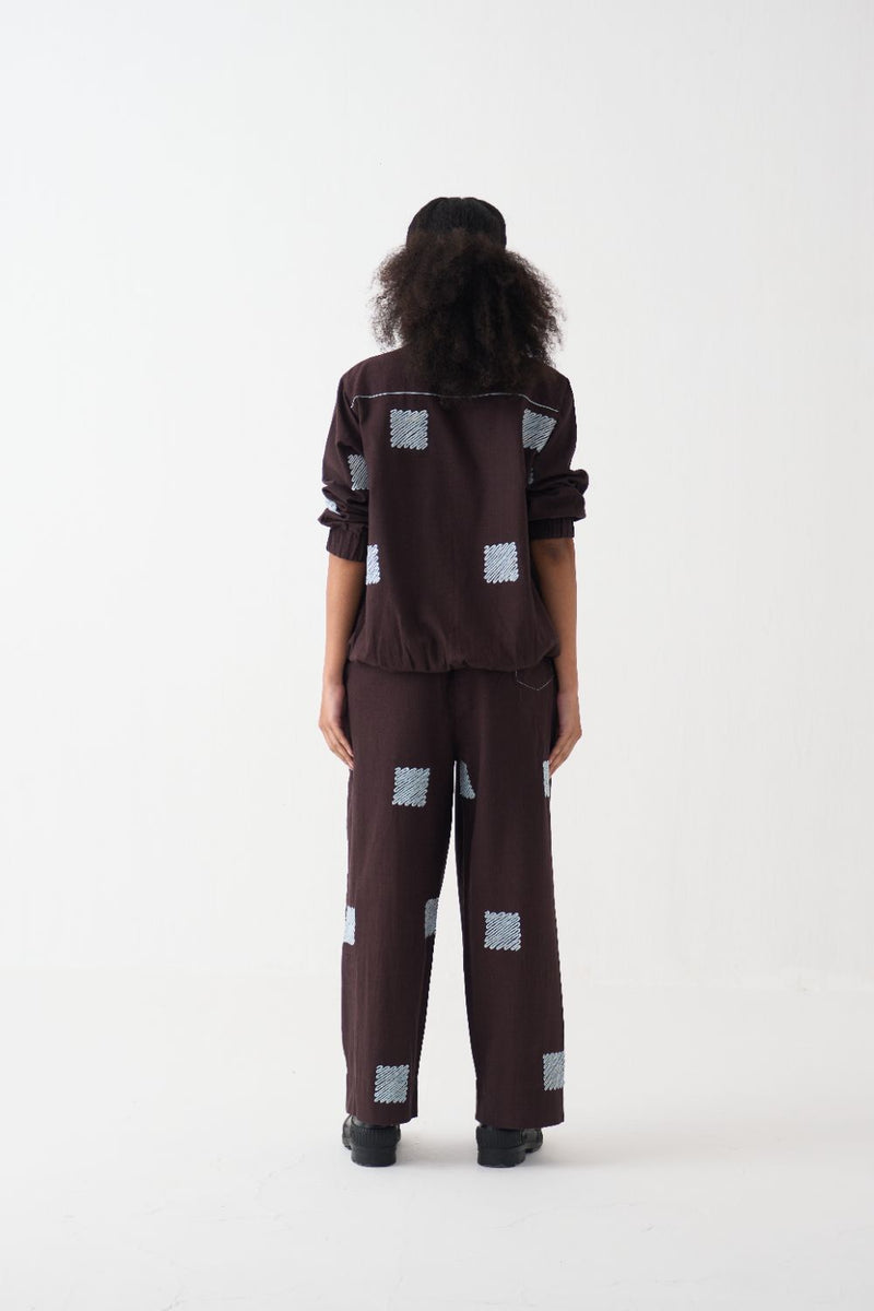 Emb. Bomber Jacket cotton by THREE in brown color for women Worldwide