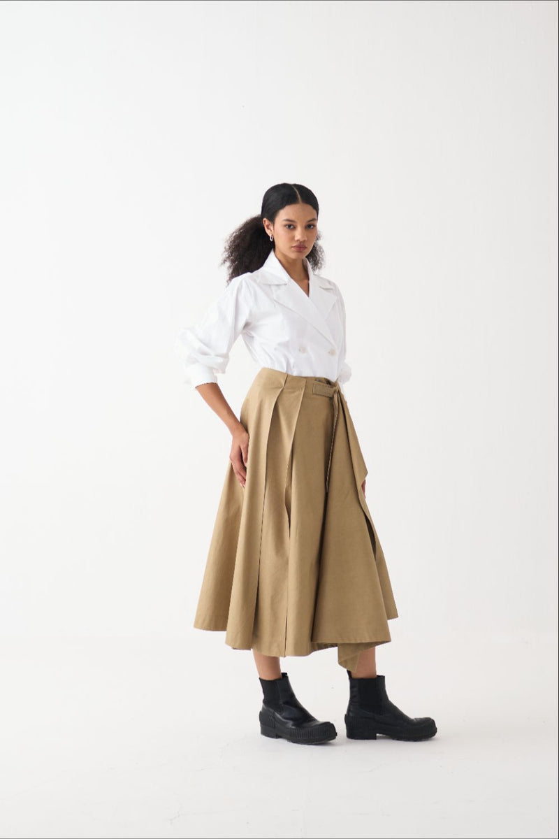 Handkerchief Skirt Co-Ord (Set Of 2) poplin by THREE in white color for women Worldwide