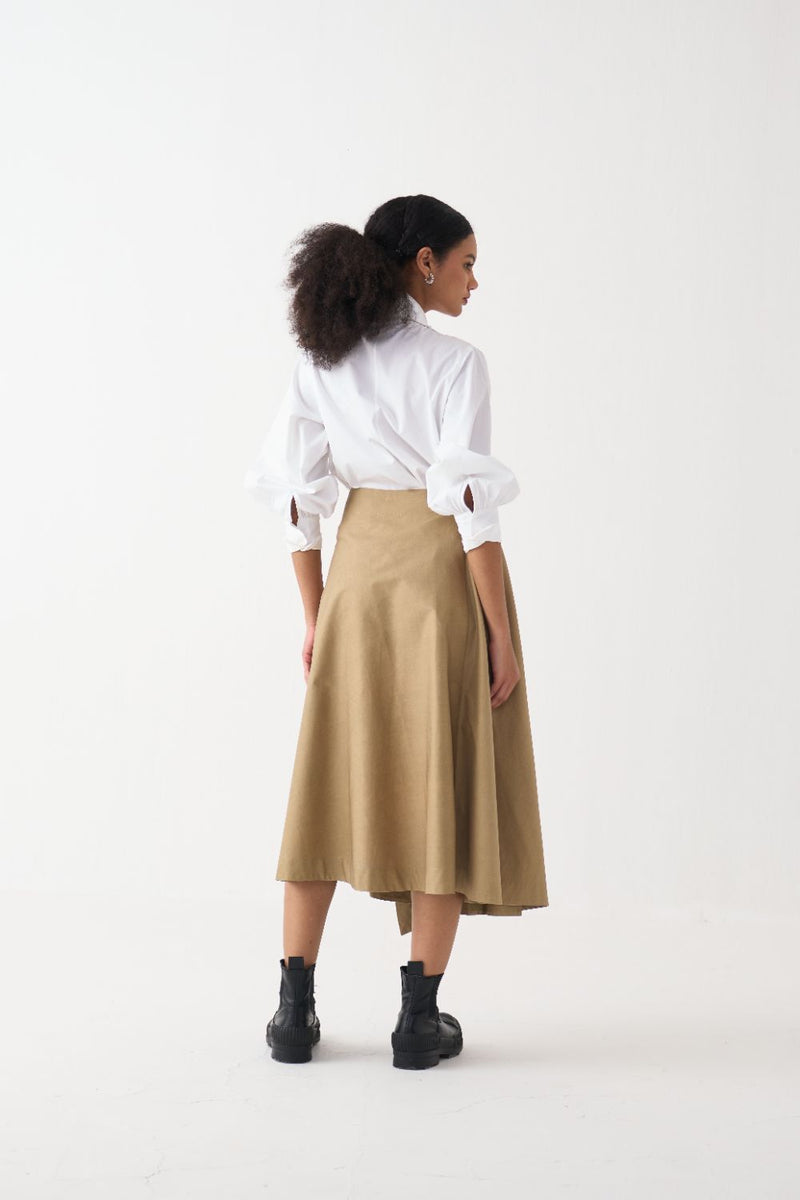 Handkerchief Skirt Co-Ord (Set Of 2) poplin by THREE in white color for women Worldwide