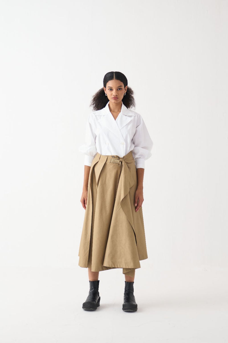 Handkerchief Skirt Co-Ord (Set Of 2) poplin by THREE in white color for women Worldwide
