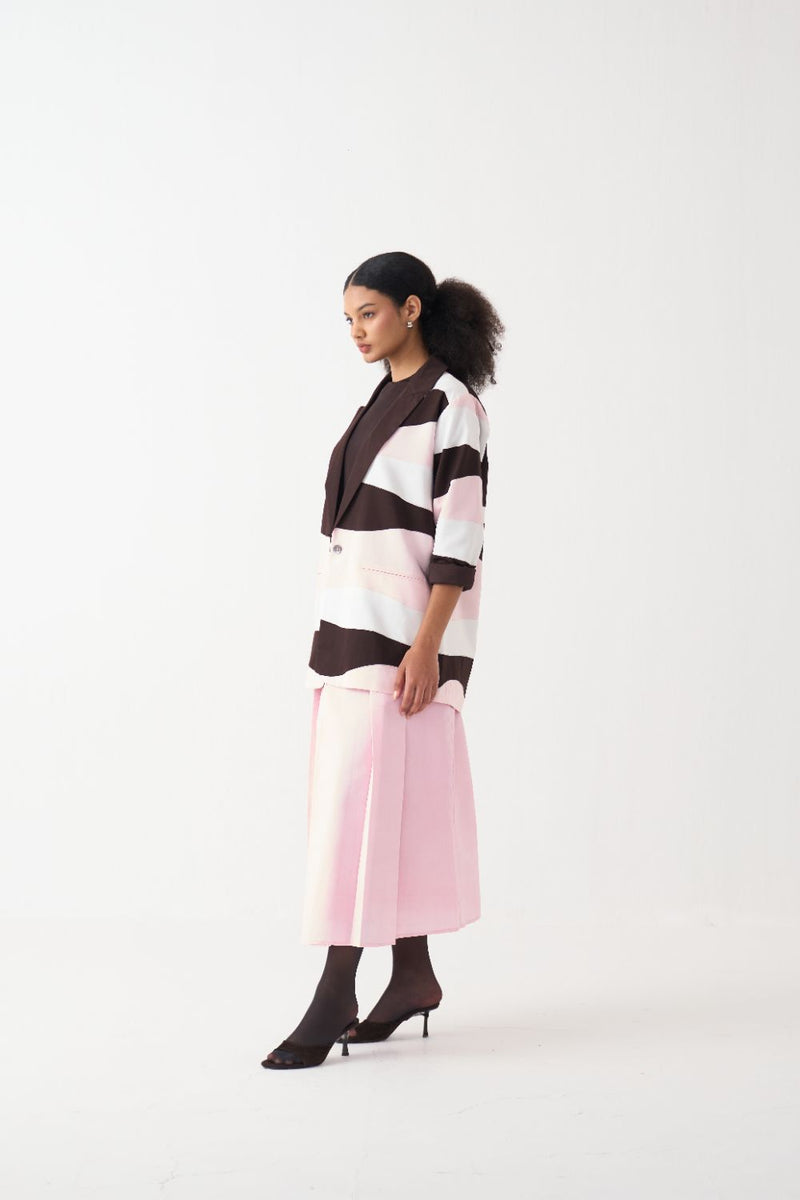 Short Applique Jacket Co-Ord (Set Of 2) chanderi by THREE in pink color for women Worldwide