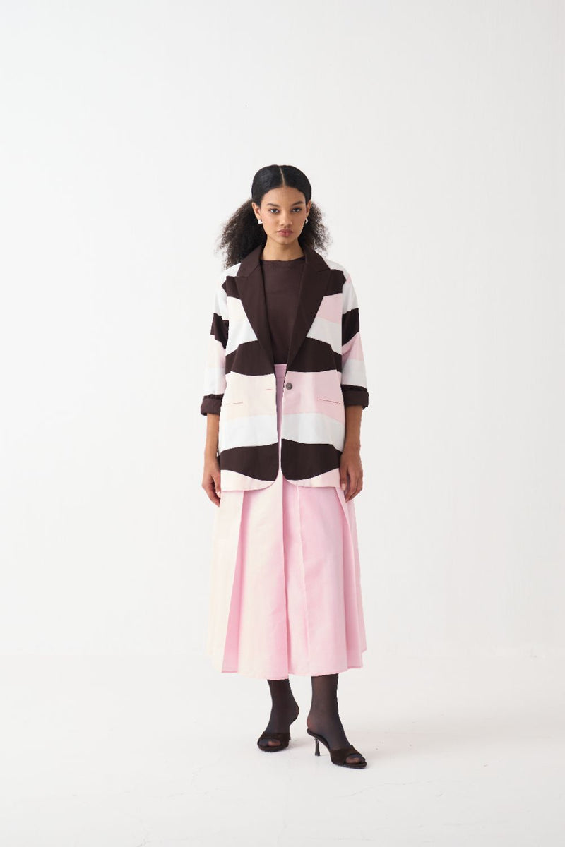 Short Applique Jacket Co-Ord (Set Of 2) chanderi by THREE in pink color for women Worldwide
