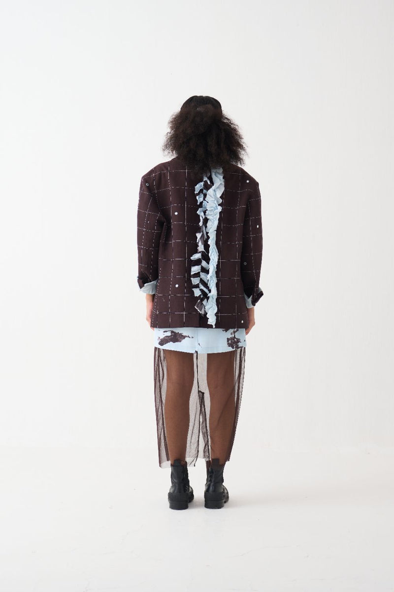Mirror Emb. Jacket cotton by THREE in brown color for women Worldwide