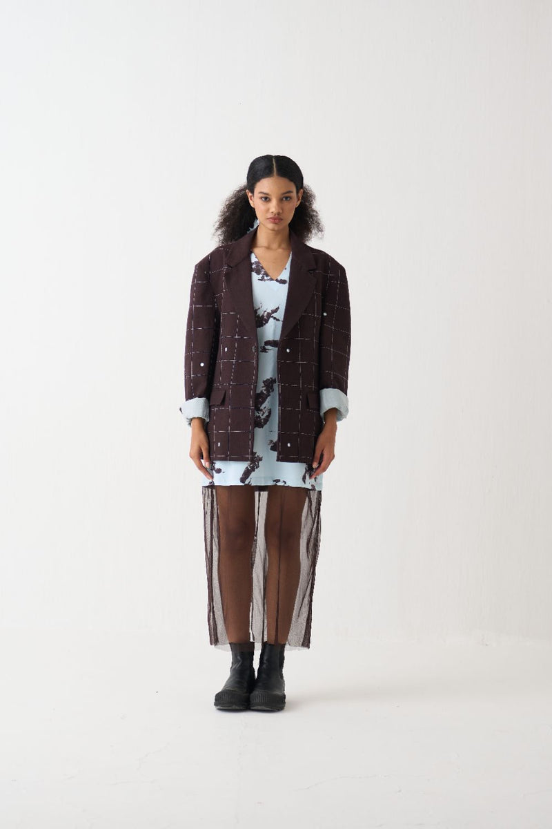 Mirror Emb. Jacket cotton by THREE in brown color for women Worldwide