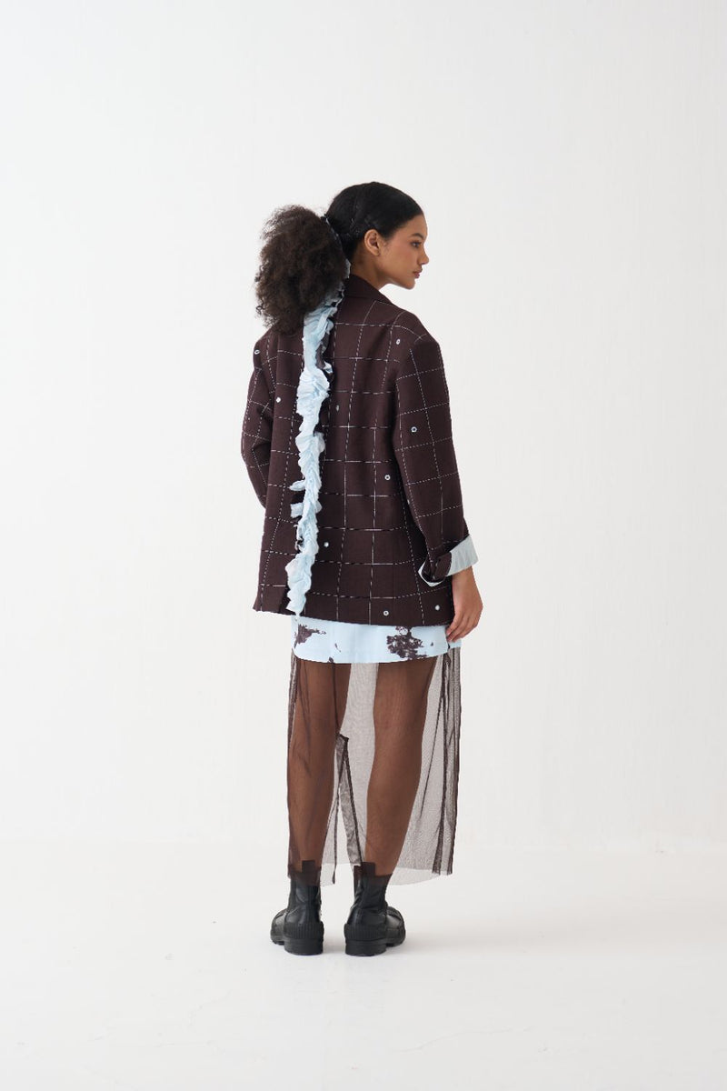 Mirror Emb. Jacket cotton by THREE in brown color for women Worldwide
