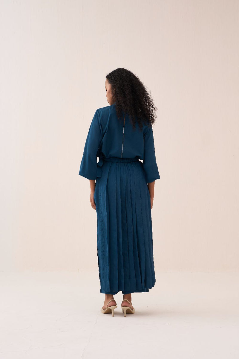 Floral Emb. Top poplin by THREE in teal color for women Worldwide