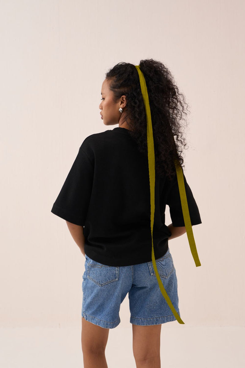 Black Circle T-Shirt cotton by THREE in black color for women Worldwide