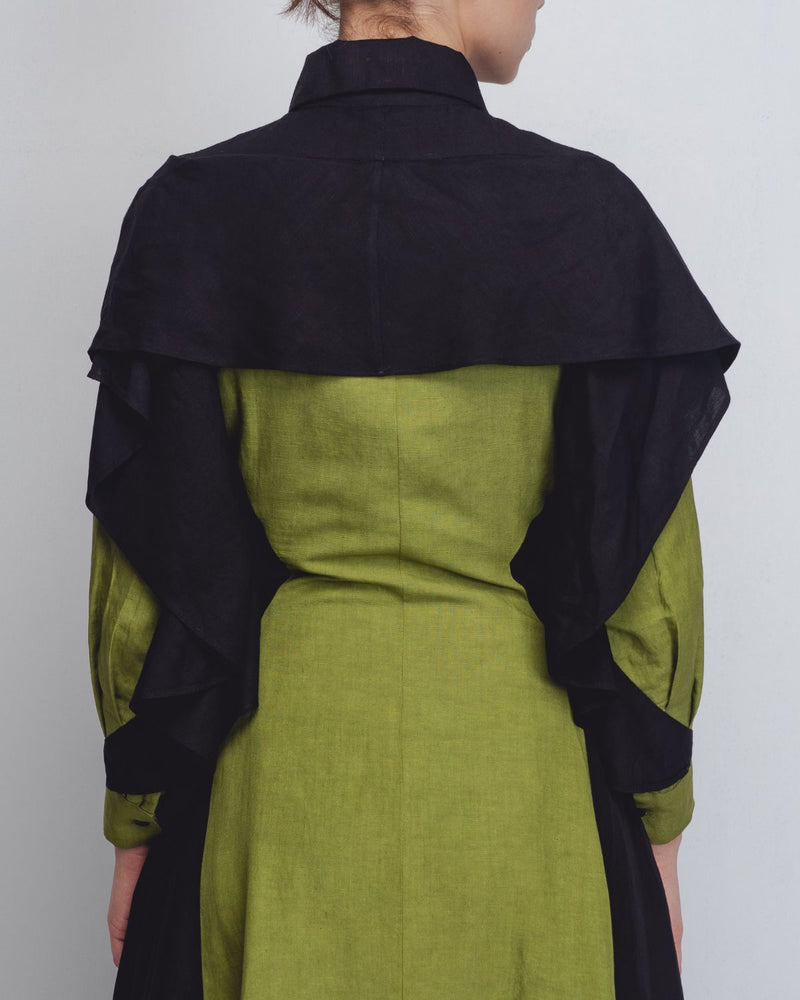 Strella Colourblocked Dress - Parrot Green + Black by Leh Studios in green color for women Worldwide