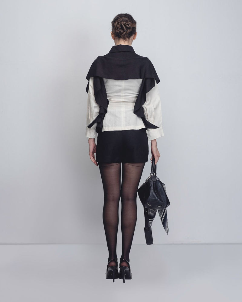 Strella Colourblocked Top - Black + White by Leh Studios in black color for women Worldwide