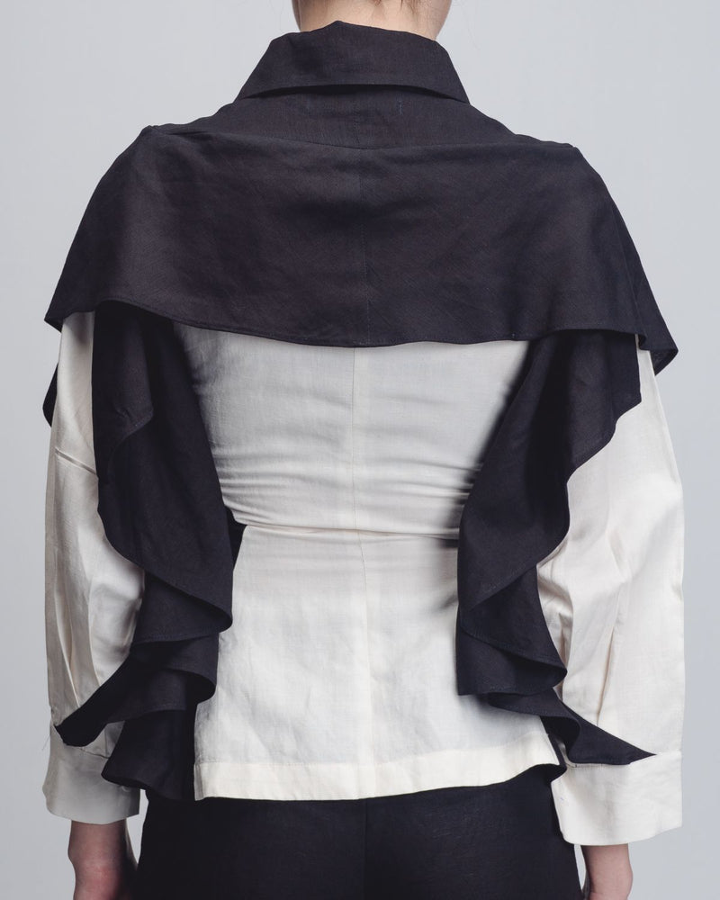 Strella Colourblocked Top - Black + White by Leh Studios in black color for women Worldwide