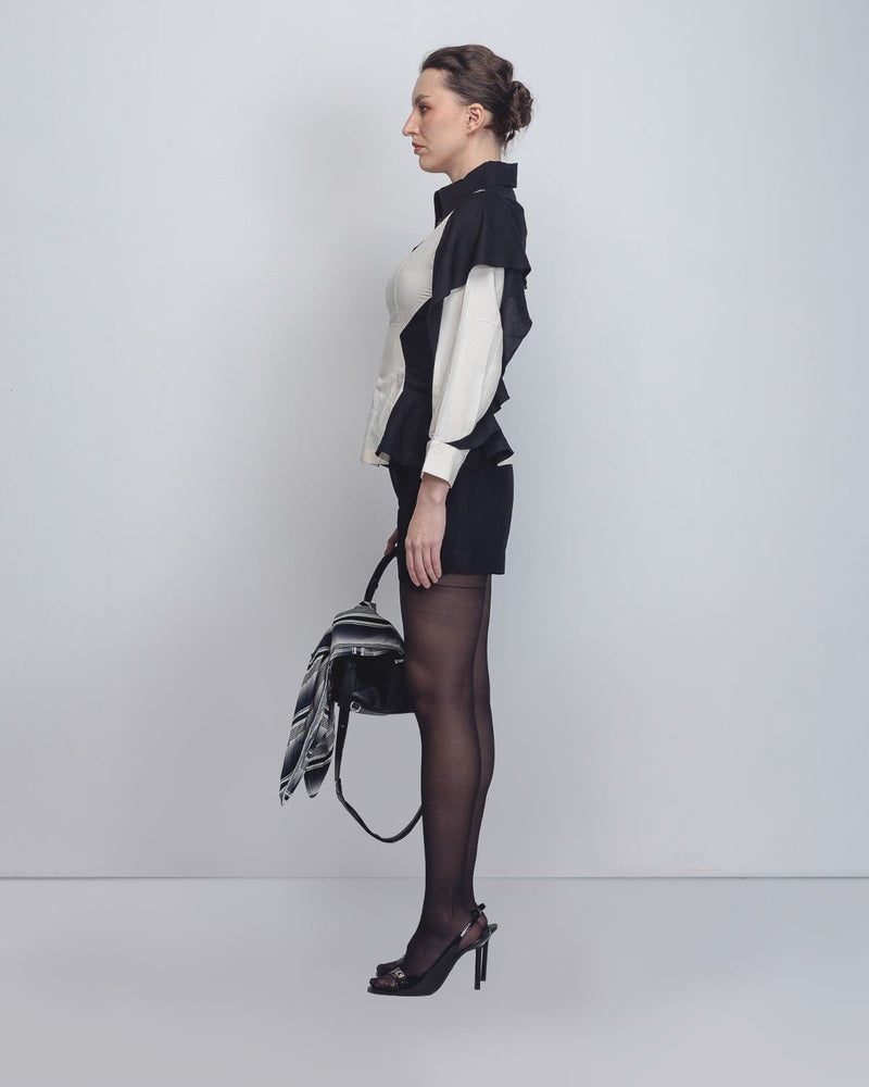 Strella Colourblocked Top - Black + White by Leh Studios in black color for women Worldwide