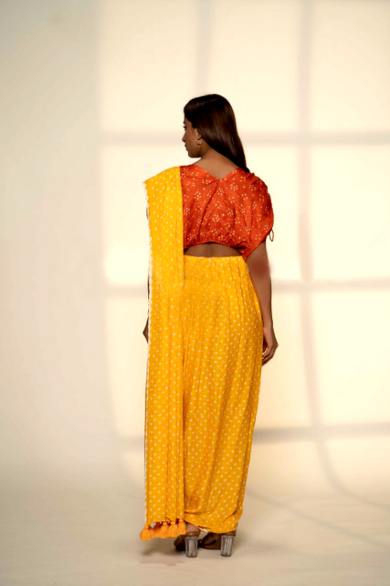 STRING CROP TOP-ORANGE silk by Dyelogue in orange color for women Worldwide