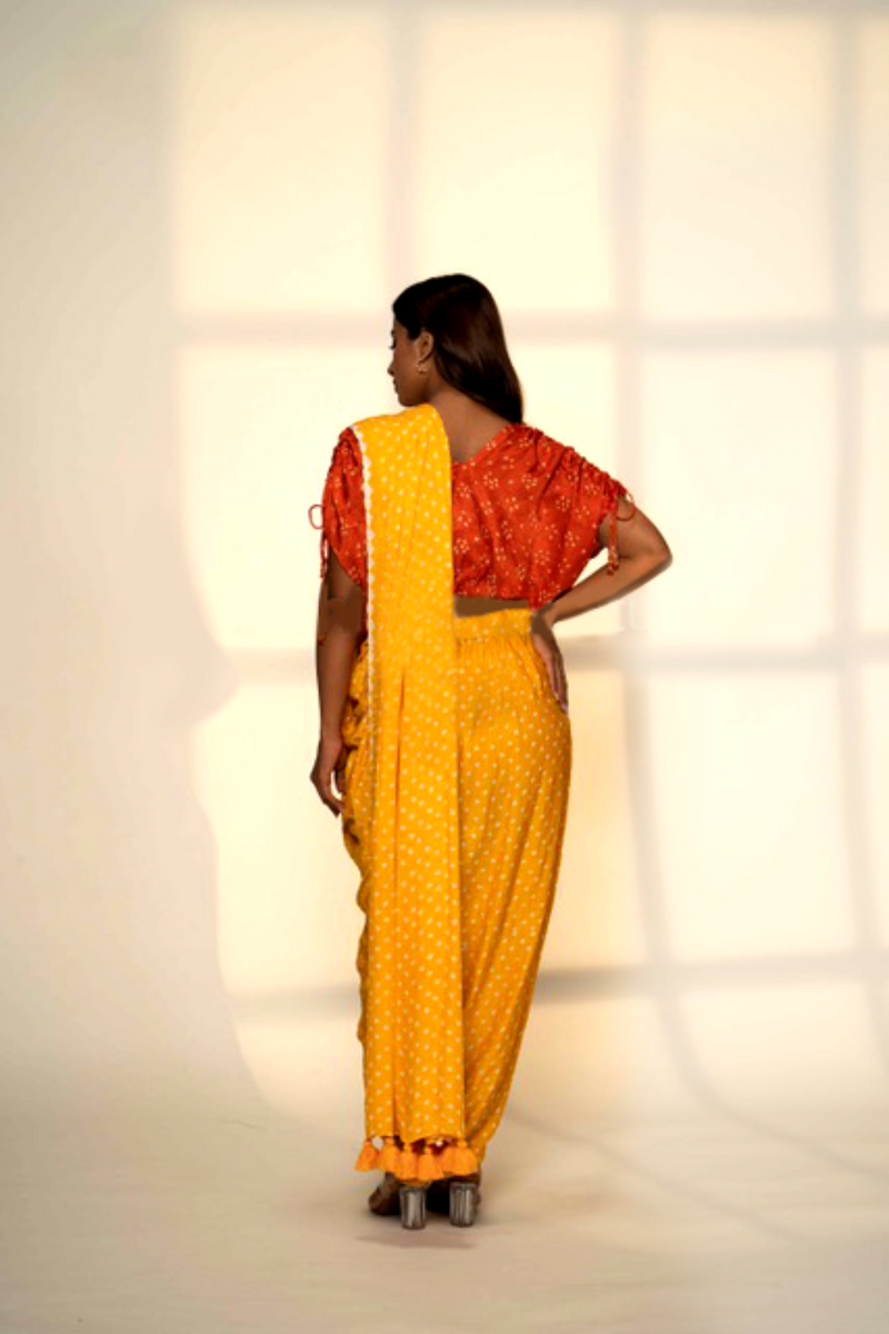 STRING CROP TOP-ORANGE silk by Dyelogue in orange color for women Worldwide