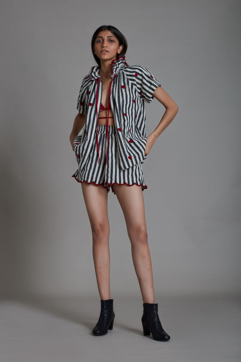 STRIPE TORA SET - BLACK (SET OF 3) Co-ord Set by Mati for women Worldwide