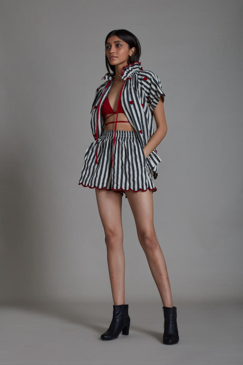 STRIPE TORA SET - BLACK (SET OF 3) Co-ord Set by Mati for women Worldwide