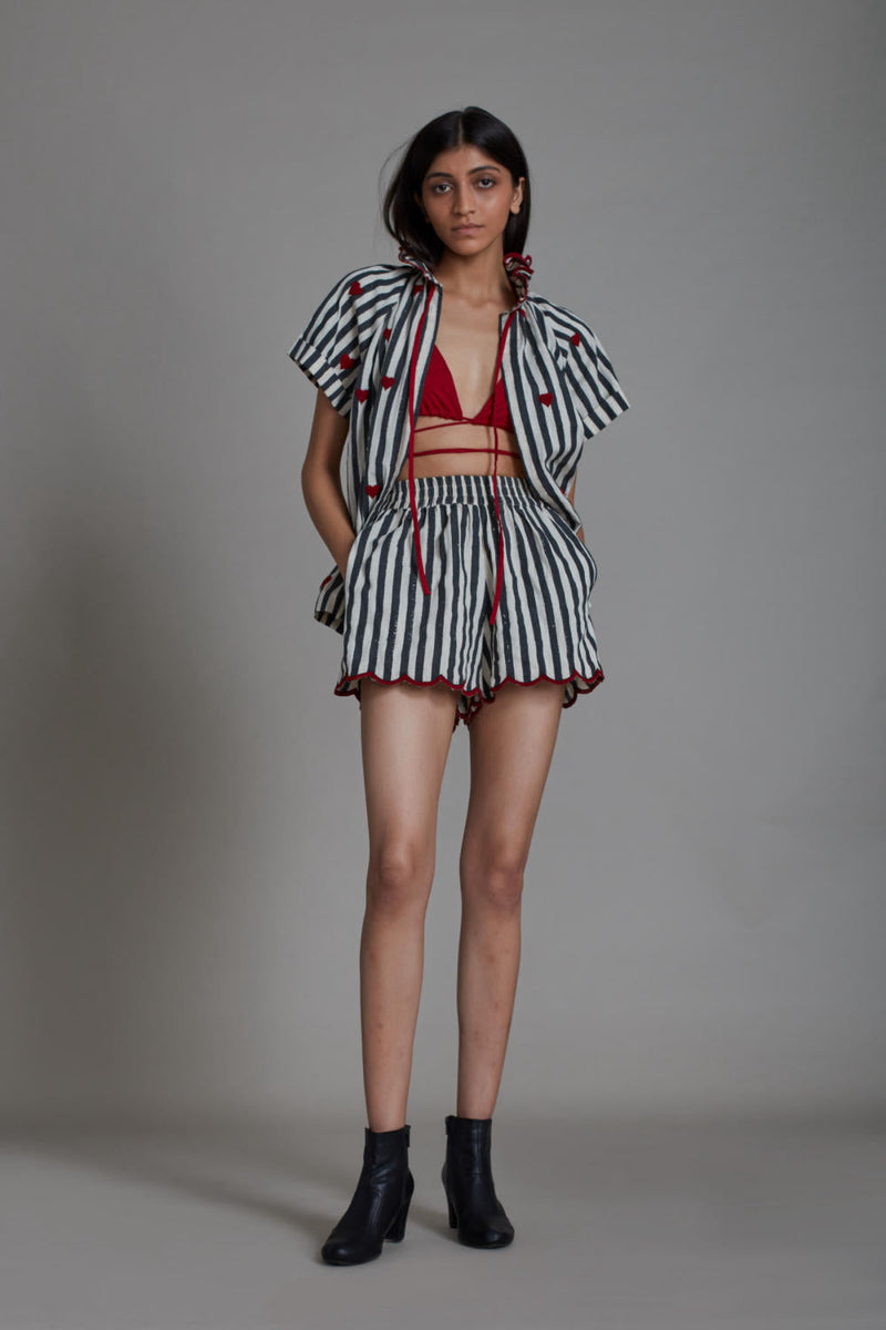 STRIPE TORA SET - BLACK (SET OF 3) Co-ord Set by Mati for women Worldwide