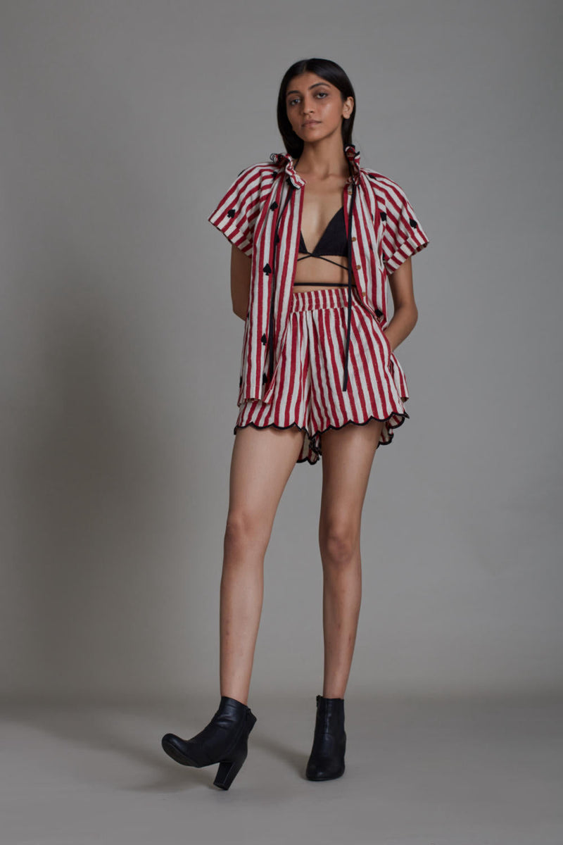 STRIPE TORA SET - RED (SET OF 3) Co-ord Set by Mati for women Worldwide