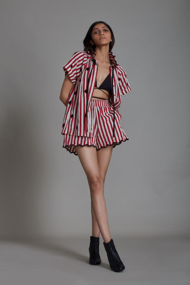 STRIPE TORA SET - RED (SET OF 3) Co-ord Set by Mati for women Worldwide