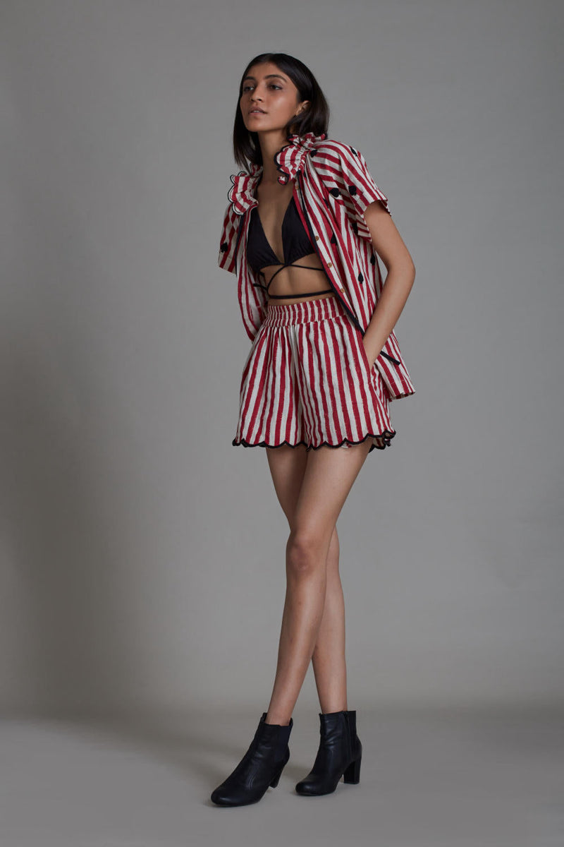 STRIPE TORA SET - RED (SET OF 3) Co-ord Set by Mati for women Worldwide
