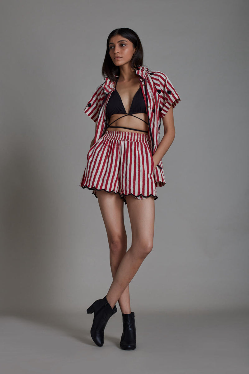 STRIPE TORA SET - RED (SET OF 3) Co-ord Set by Mati for women Worldwide