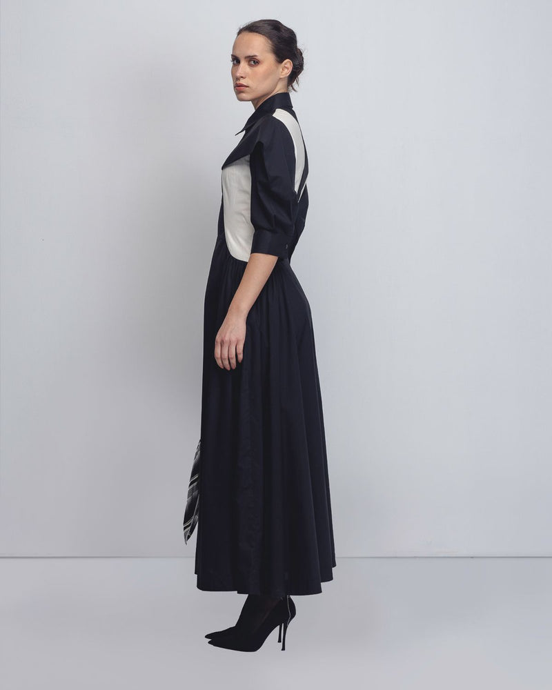 Sue Dress - Black + White cotton by Leh Studios in black color for women Worldwide