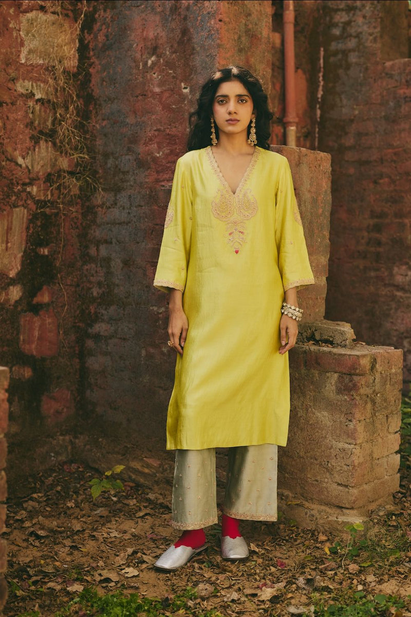 SUFRA & NAYAB KURTA & PANT silk by Rashika Mittal in multi color for women Worldwide