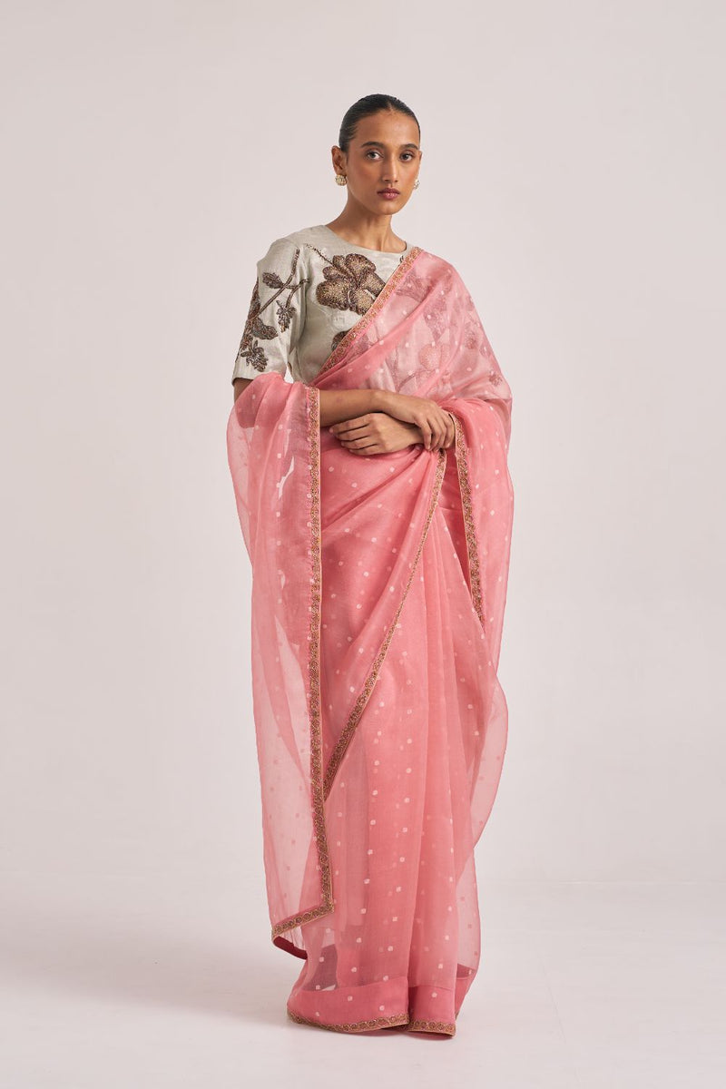 Gitali Sari Pink organza by Suparna Som in pink color for women Worldwide
