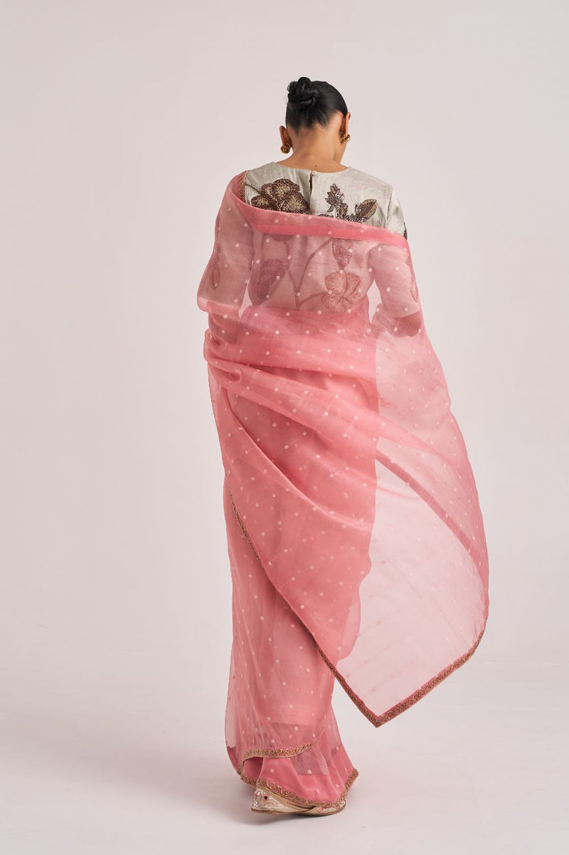 Gitali Sari Pink organza by Suparna Som in pink color for women Worldwide