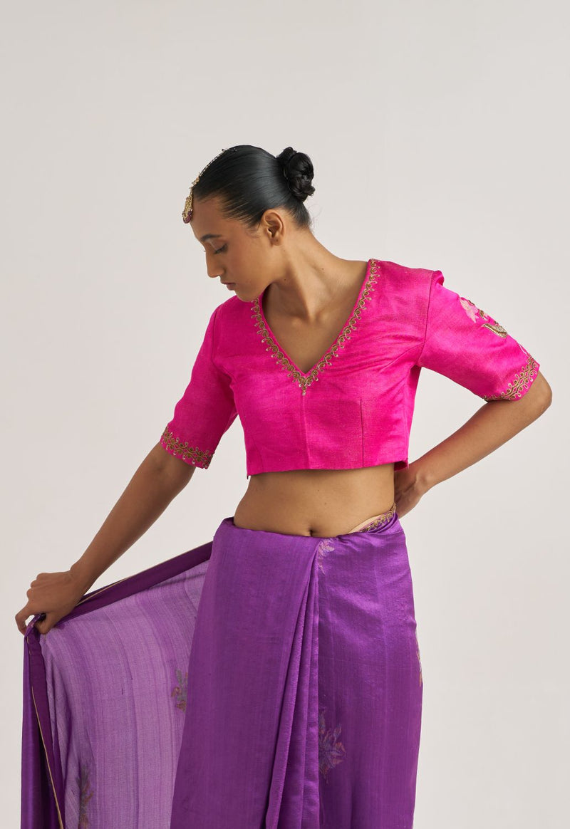 Lilly Blouse Pink silk by Suparna Som in pink color for women Worldwide