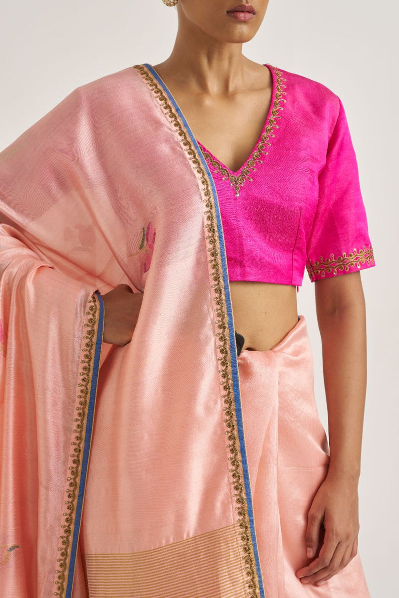 Lilly Blouse Pink silk by Suparna Som in pink color for women Worldwide