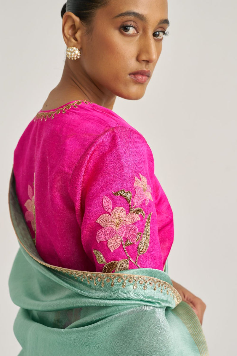 Lilly Blouse Pink silk by Suparna Som in pink color for women Worldwide
