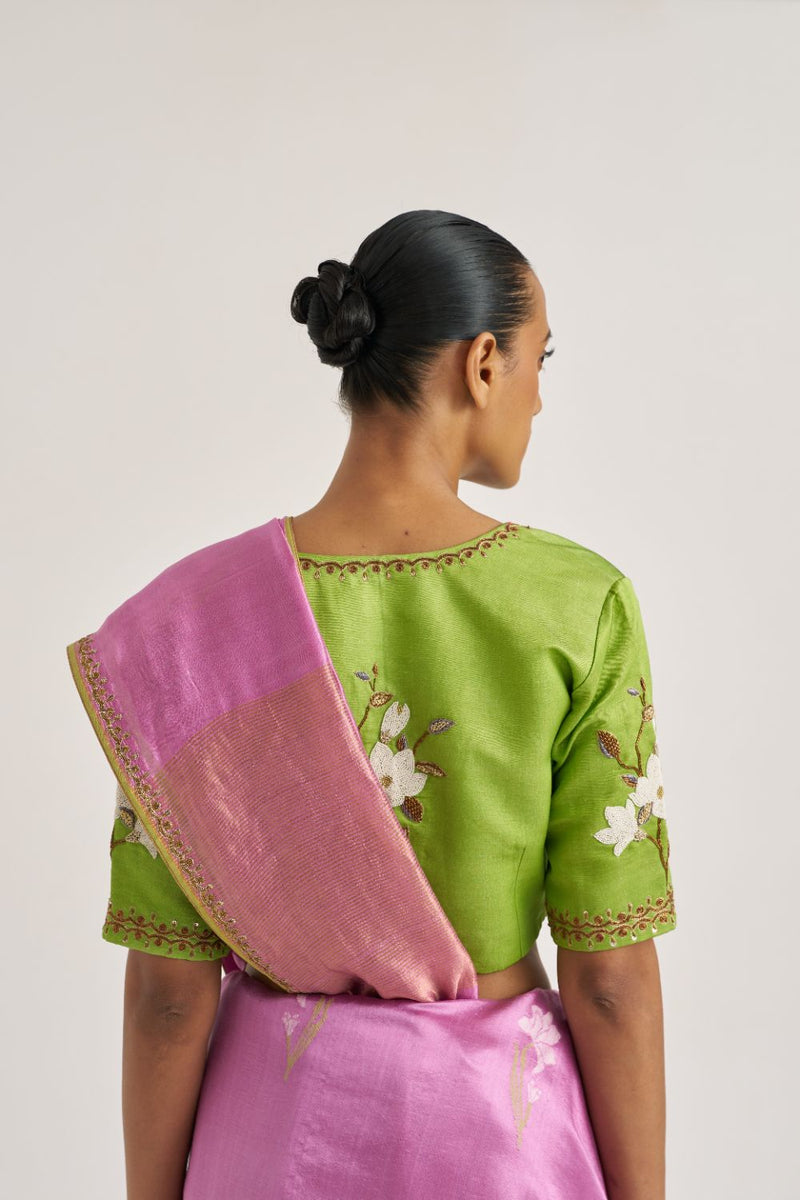 Magnolia Blouse Green silk by Suparna Som in green color for women Worldwide