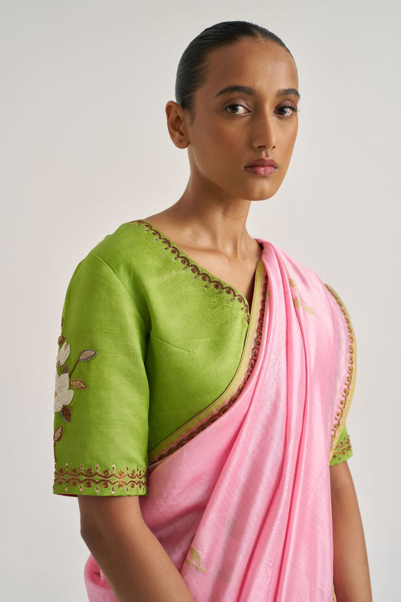Magnolia Blouse Green silk by Suparna Som in green color for women Worldwide