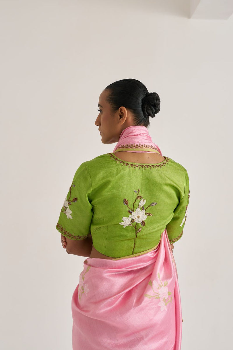 Magnolia Blouse Green silk by Suparna Som in green color for women Worldwide