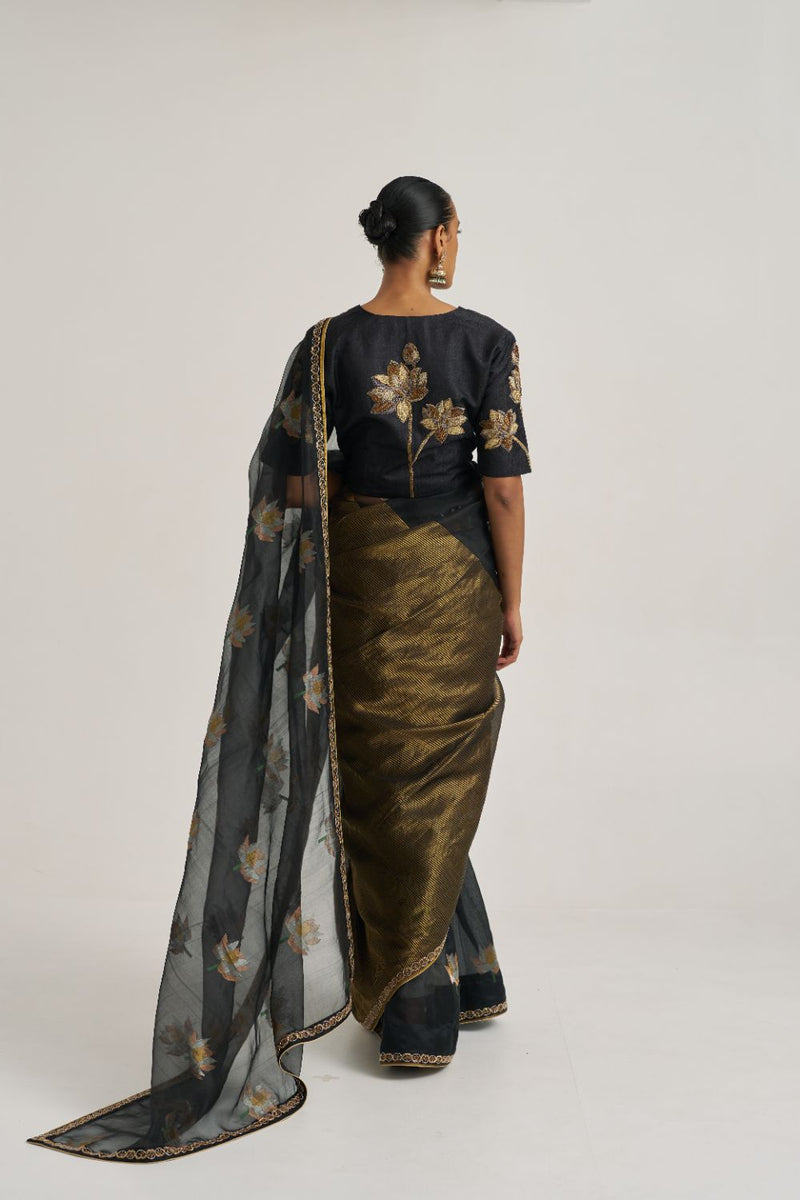 Padma Blouse Black silk by Suparna Som in black color for women Worldwide