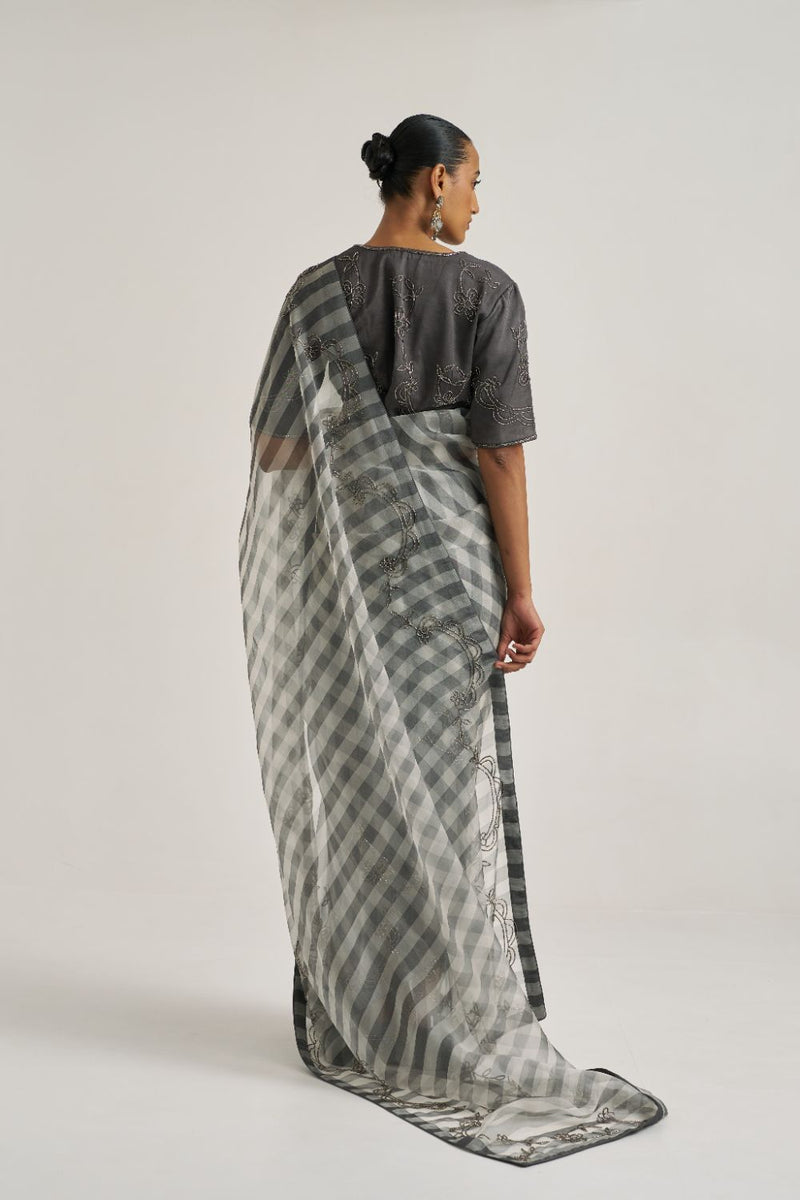 Yamini Blouse Grey silk by Suparna Som in grey color for women Worldwide