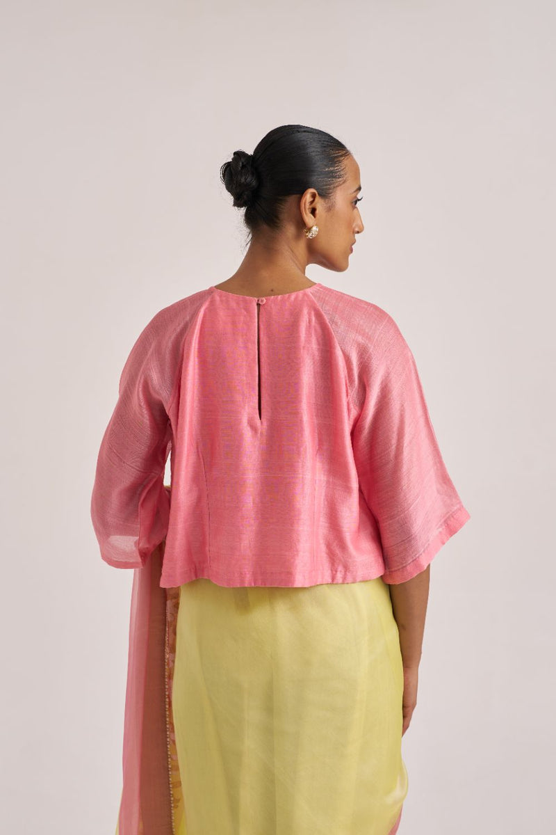 Swara Blouse Peach silk by Suparna Som in peach color for women Worldwide