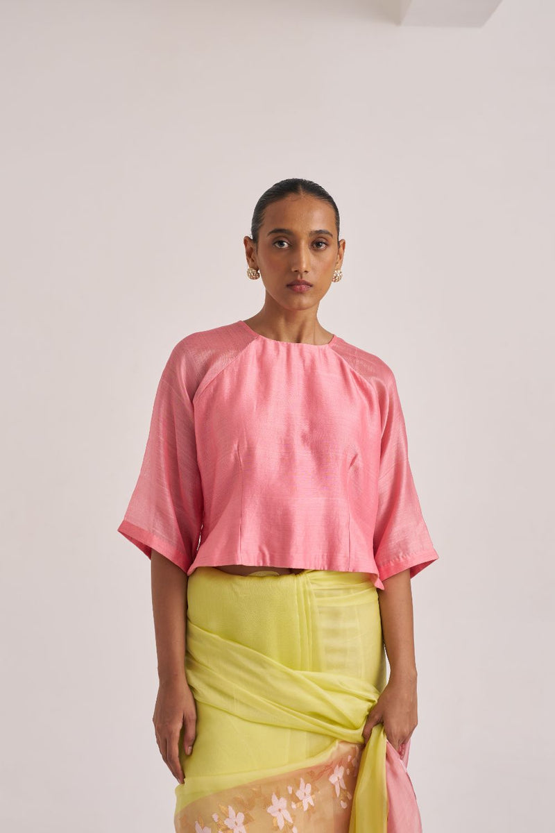 Swara Blouse Peach silk by Suparna Som in peach color for women Worldwide