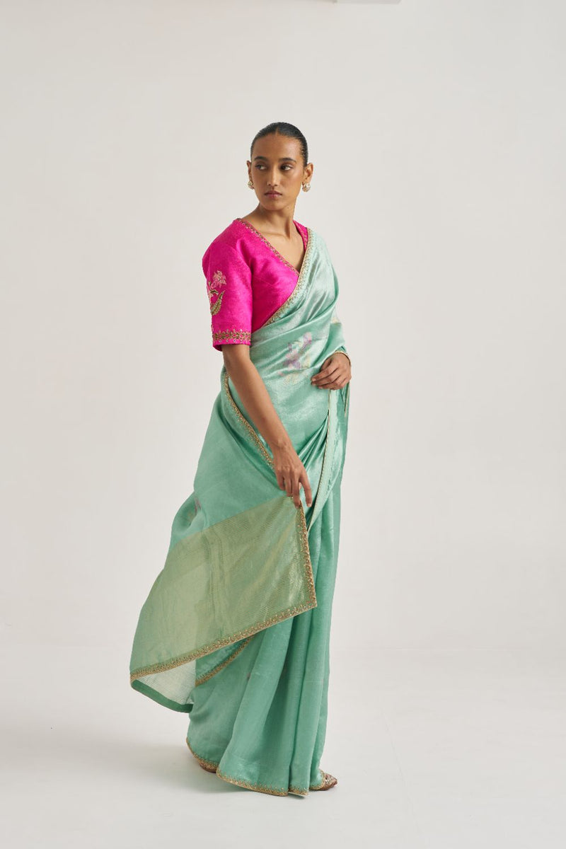 Ganga Sari silk by Suparna Som in green color for women Worldwide