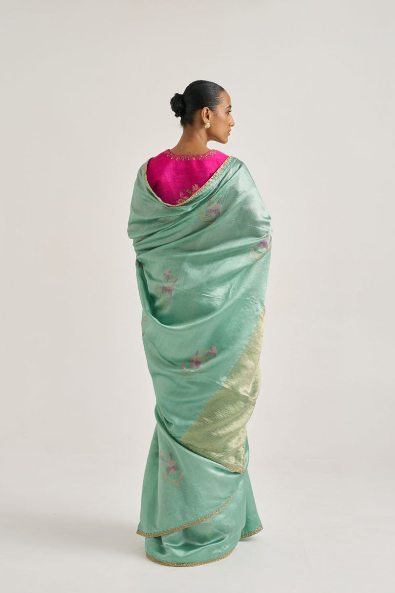 Ganga Sari silk by Suparna Som in green color for women Worldwide