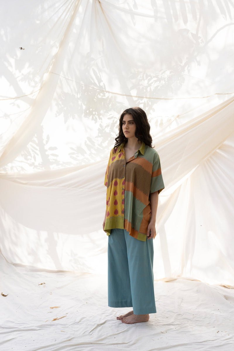 SUR BOXY SHIRT 100% cotton by Translate - Handwoven Ikat in multi color for women Worldwide