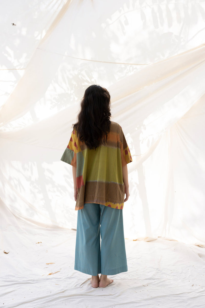 SUR BOXY SHIRT 100% cotton by Translate - Handwoven Ikat in multi color for women Worldwide