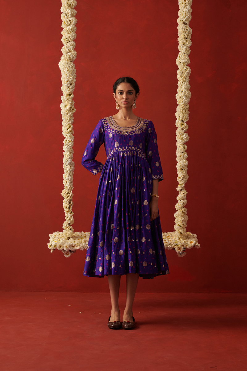 SUROOR ANARKALI silk by Rashika Mittal in purple color for women Worldwide