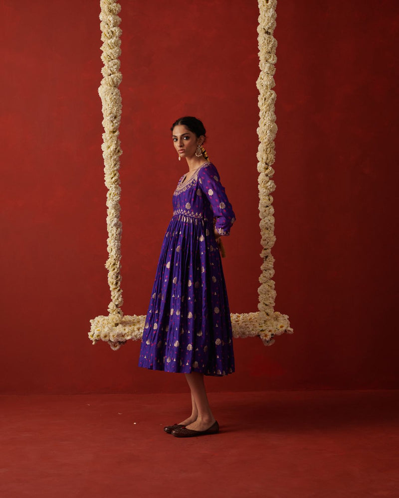 SUROOR ANARKALI silk by Rashika Mittal in purple color for women Worldwide