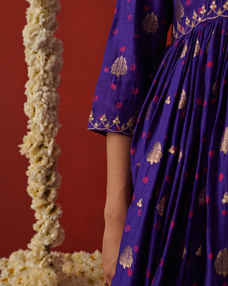SUROOR ANARKALI silk by Rashika Mittal in purple color for women Worldwide