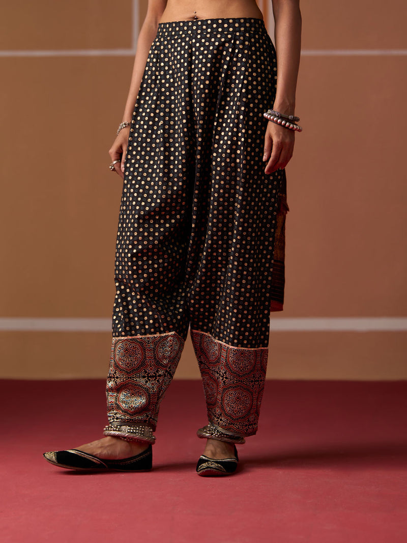 Gargi Salwar cotton pyjama/salwar by SWATTI KAPOOR in black for women Worldwide
