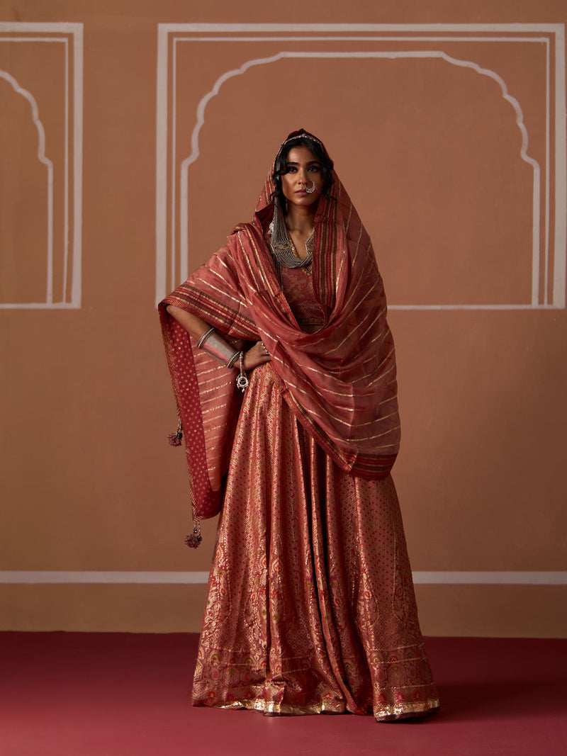 Suhana Dupatta chanderi dupatta by SWATTI KAPOOR in peach for women Worldwide